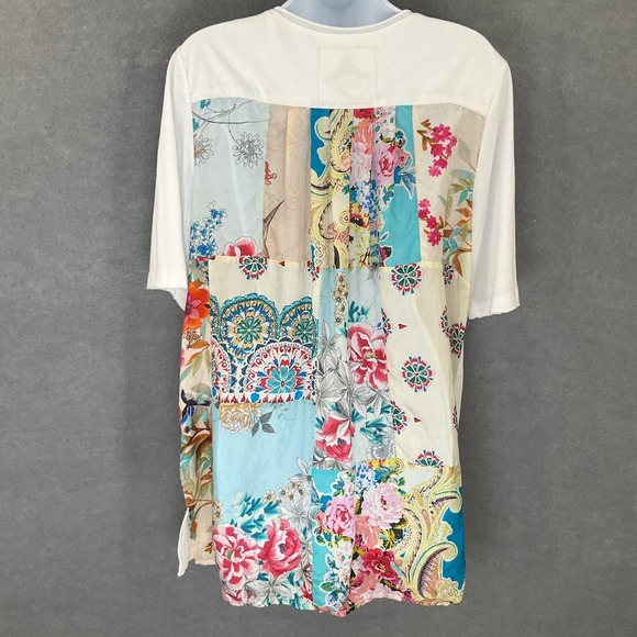Jw Los Angeles Tops - Johnny Was JW Los Angeles Floral Patchwork Tunic Top Sz L Colorful Artsy Boho